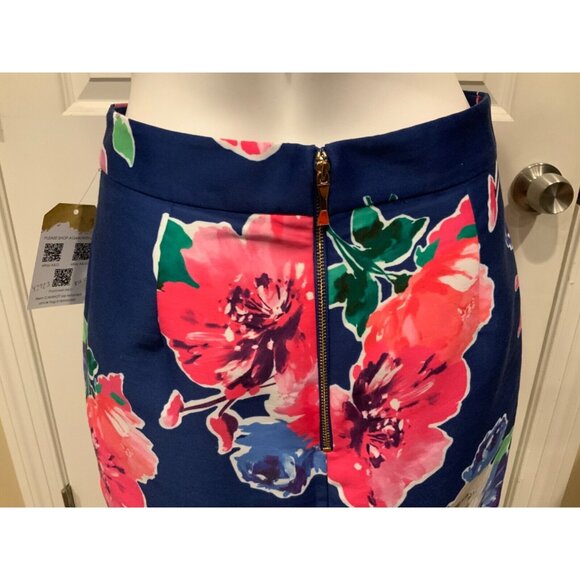 Kate Spade New York Blue Multicolor Floral Pencil Skirt Size 4 - Picture 7 of 9